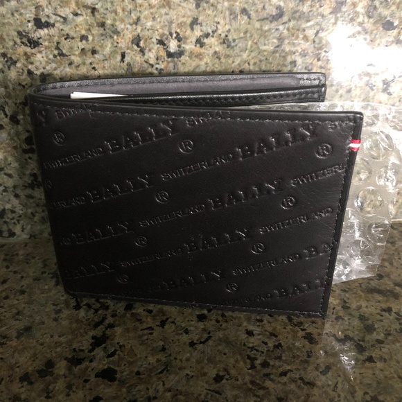 Bally Men's BEVYE Stamped Logo Wallet in Black